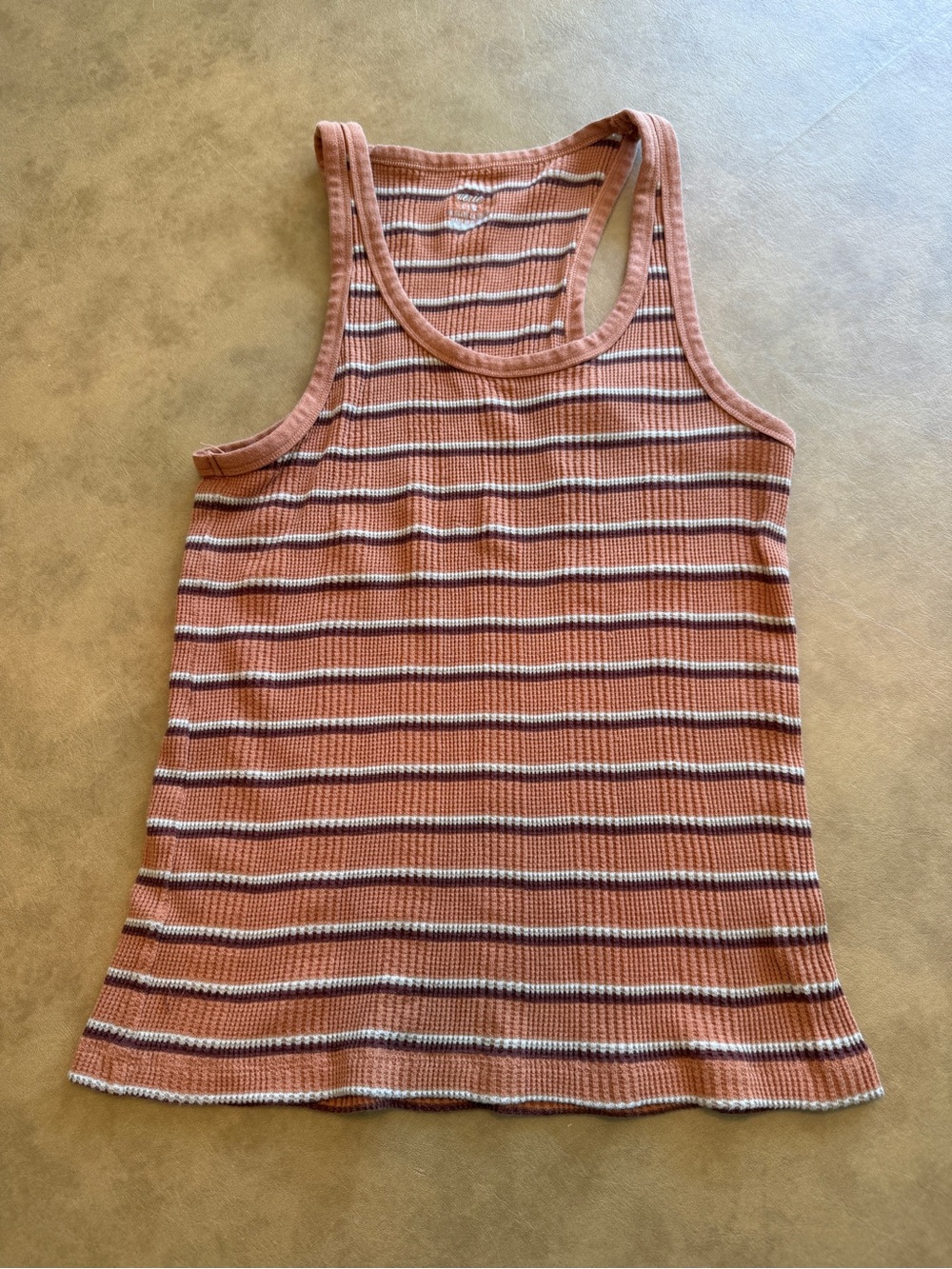 aerie Striped Ribbed Tank - Rust Pink & Cream